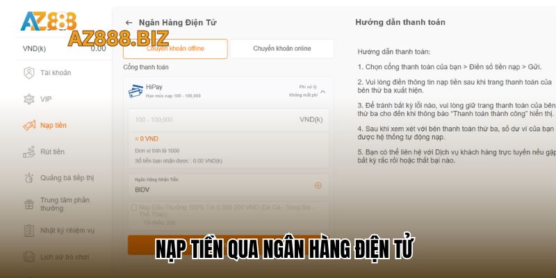 Nạp tiền qua ví điện tử